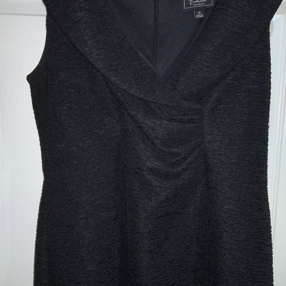 Collection Dressbarn Black Ruched Cross Over Dress Size 14 shawl collar - Picture 2 of 9